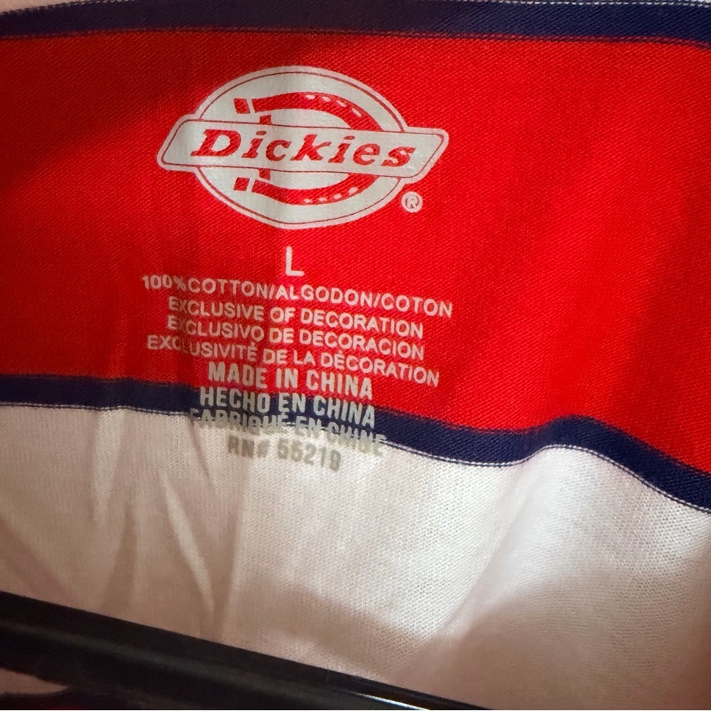 Dickies Red and White Striped Shirt Junior Large - Picture 3 of 7